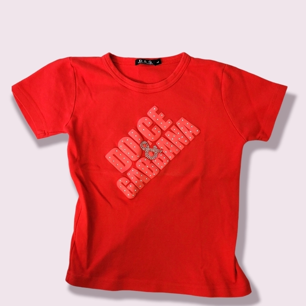 Girls large dolce & Gabanna red embellished tee